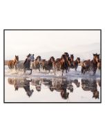 Framed Canvas 75x100 Horses in water